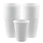 A stack of Turkish Household 8oz Paper Cups (50pcs) with a single disposable cup in front, perfect for any occasion.